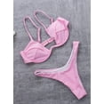 thumbnail image 3 of vera natura Women´s Swimsuit Push-up Padded Bikini Sets Solid Color Low Waist Swimwear Biquini Bathing Suit Beachwear Pink XL, 3 of 7