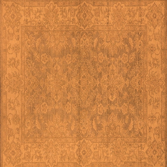 Ahgly Company Indoor Square Oriental Orange Industrial Area Rugs, 7' Square