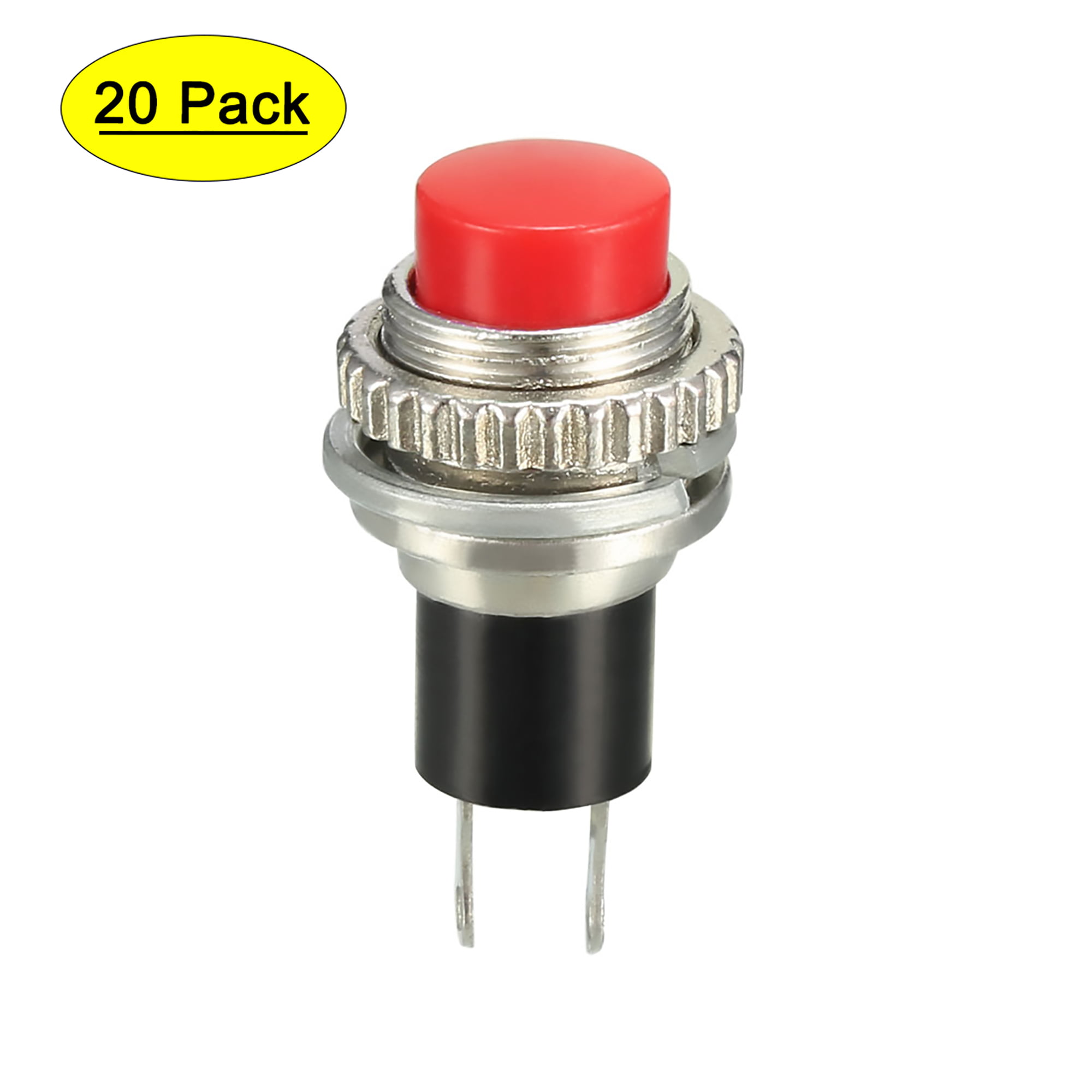 uxcell® 3pcs 10mm Latching Type Mini Push Button Switch Red Round Button SPST NO