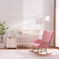 thumbnail image 4 of VECELO Nursery Rocking Chair, Teddy Fabric Upholstered Glider Rocker with High Backrest, Modern Rocking Accent Chairs Comfy Side Chair for Nursery, Bedroom, Living Room, Pink, 4 of 8