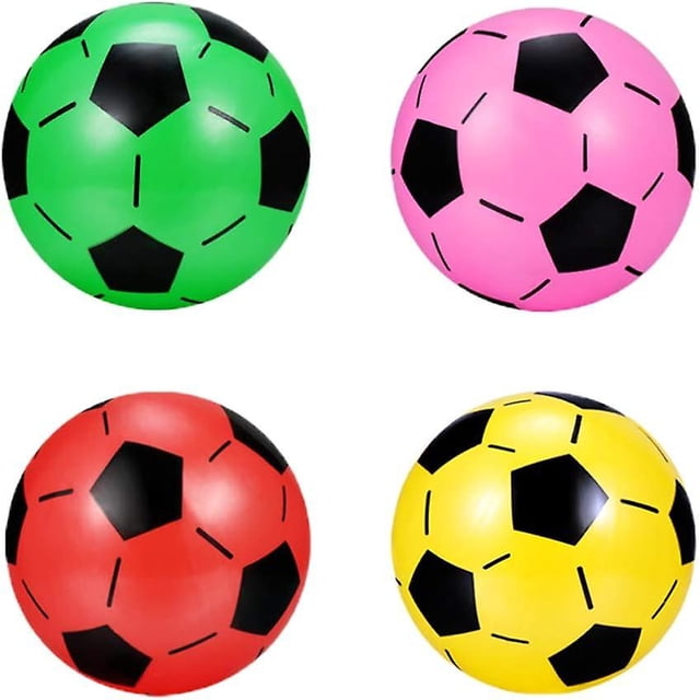 4 Uds. Pelota de fútbol inflable de plástico para niños, pelota de fútbol tradicional, pelotas de playa de juguete, pelotas de vinilo inflables a granel para piscina, fiesta infantil, Color aleatorio