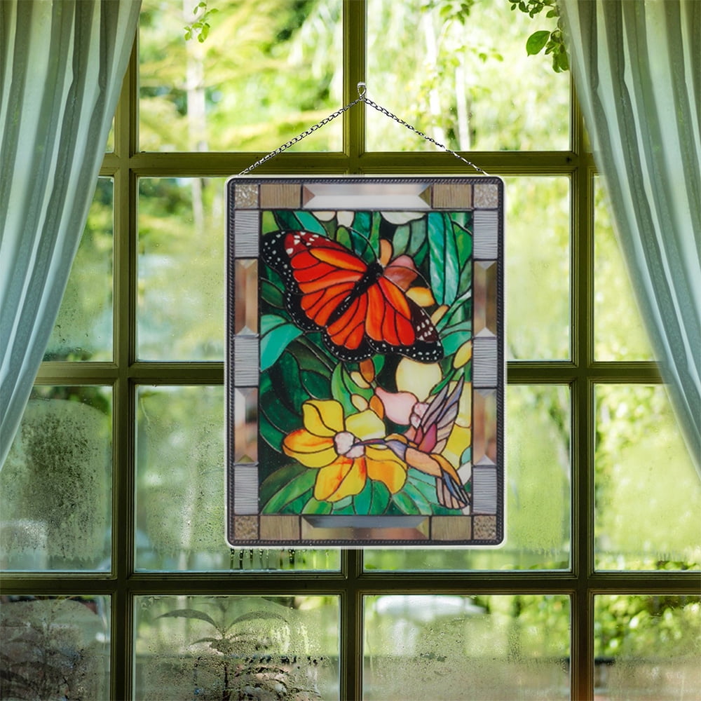 Stained glass decor in flowerpot Guardian Suncatcher Glass Art Glass