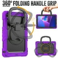 thumbnail image 3 of For Lenovo Tab TB-311XU/K10C TB-311FU Case 10.1 inch, 360 Rotating Shockproof Cover with Stand, Handle, Shoulder Strap, Purple, 3 of 7