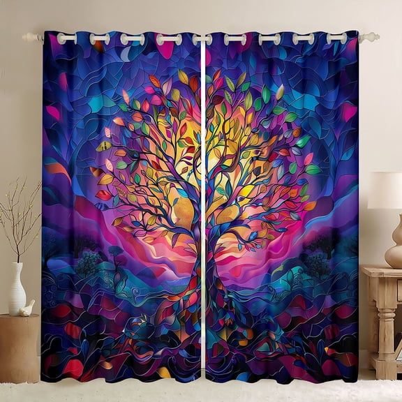 Castle Fairy Teens Tree Of Life Curtains Pack of 2 (42x84 Each),Exotic Style Curtains Blackout,Bohemian Theme Bedroom Curtains,Lightweight Room Decor