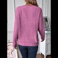 thumbnail image 4 of Camisas de Larga para Mujer, Cuello en V, Blusas Casuales de Otoño, Corte Holgado, Suéteres Ligeros, Túnicas, Ropa de Moda. Rosa Roja XXL, 4 of 6