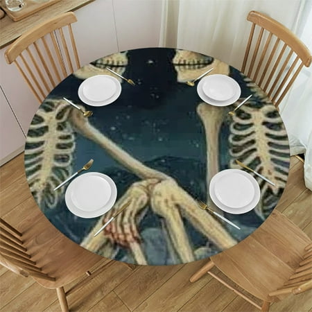 

Sheronv Skeletons Moon Mushrooms Round Tablecloth 100% Polyester Stain-Resistant for Indoor Outdoor Restaurants Weddings Parties Home Halloween Tablecloths 54 -58