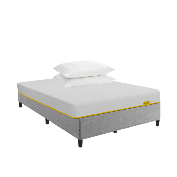 Colchón de Espuma Nooz Essential 16cm Individual Adulto, 2 Almohadas Essential y Box Metal Gris blanco Individual