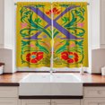 thumbnail image 2 of Ambesonne Alphabet Kitchen Curtains, Retro Style X Letter Art, 55"x30", Dark Yellow and Dark Pink, 2 of 3