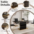 thumbnail image 6 of 63" Dining Table Set of 5, Rectangular Glossy Table with Gold Accents and 4 PU Leather Cantilever Chairs, Luxury Style for Apartment, Living Room, and Dining Room, 6 of 9
