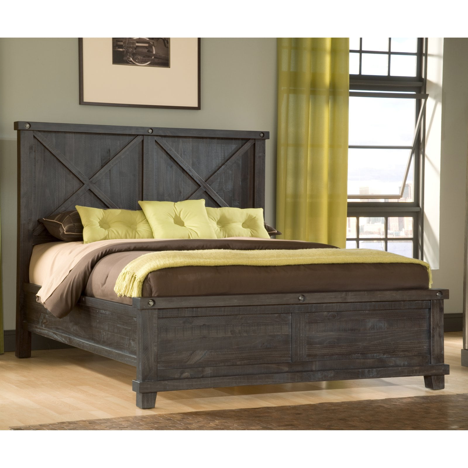 Yosemite Solid Wood Panel Bed