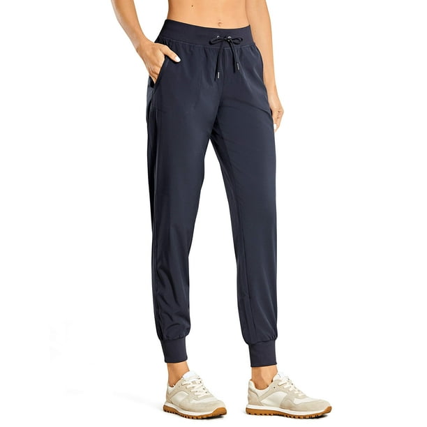 CRZ YOGA Women's Lightweight Workout Joggers 27.5 - Travel Casual Outdoor  Running Athletic Track Hiking Pants with Pockets Navy Large 