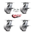 thumbnail image 2 of 6 Inch Semi Steel Caster Set with Ball Bearing 4 Brake and 2 Swivel Lock SCC, 2 of 2