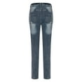 thumbnail image 6 of REALiKUN Women's Mid Waisted Button Straight Leg Front Jeans Topstitching Ripped Casual Denim Pants, 6 of 6