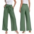 thumbnail image 3 of Womens Wide Leg Pants High Waist Flowy Adjustable Knot Loose Trousers Casuals Lounge Business Pants with Pockets, 3 of 8