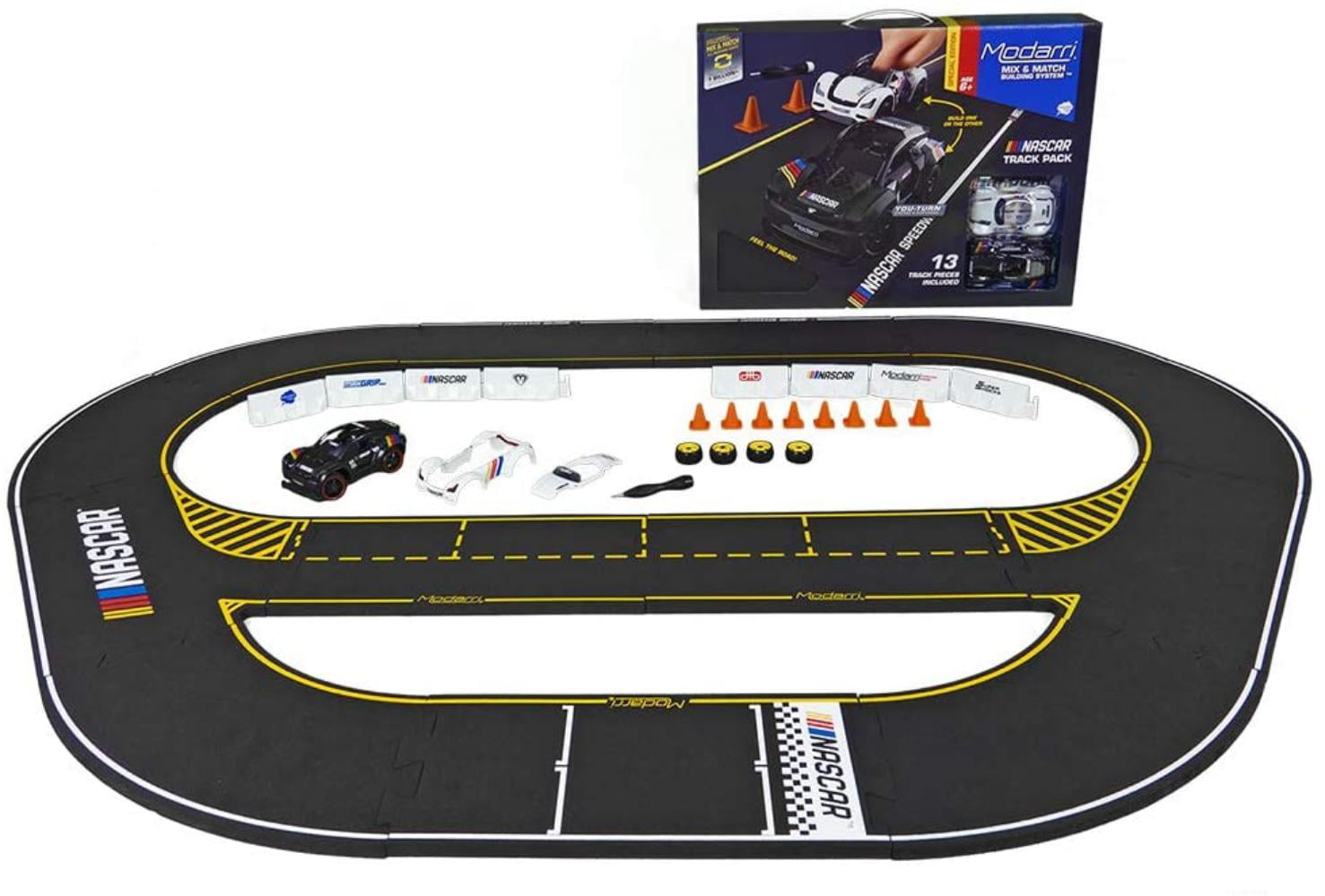 Modarri NASCAR Toy Car Speedway Trackset Bundle | Toy Race Car Track  Building System | Build a Car Included Soft Eva Foam | 13 Track Pieces, 16  