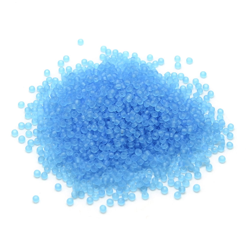 12/0 Grade A Round Glass Seed Beads Transparent Frosted style Deep Sky Blue 2x1.5mm Hole: 0.8mm 30000pcs/bag Glass