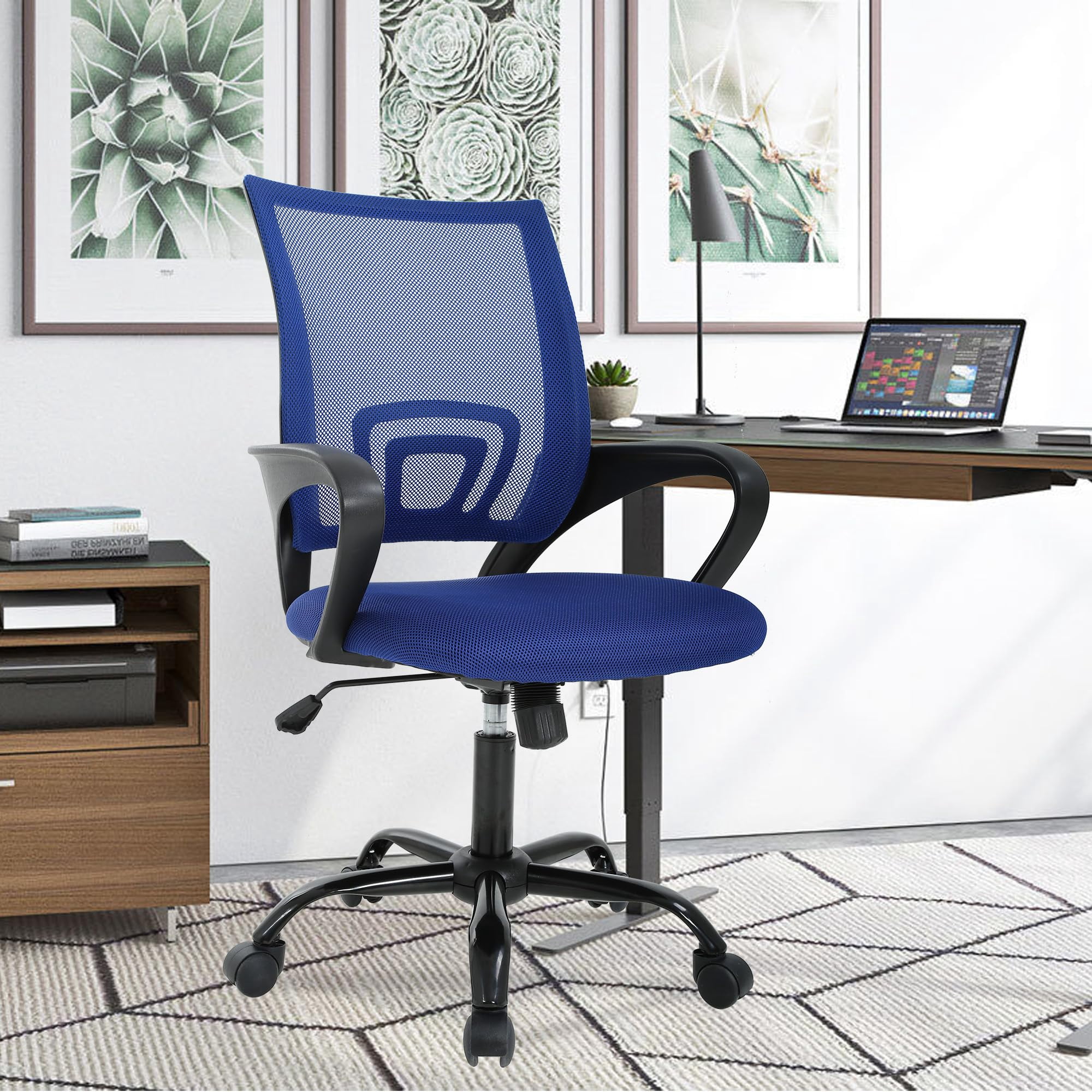 PayLessHere Ergonomic Chair , Adjustable Home Office Chair , Lumbar Support ,Swivel Rolling , Blue