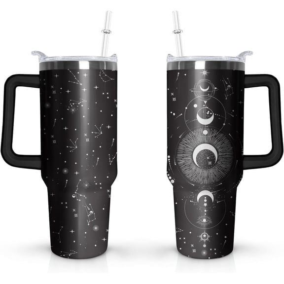 40 oz Goth tumbler with handle (Star Moon)