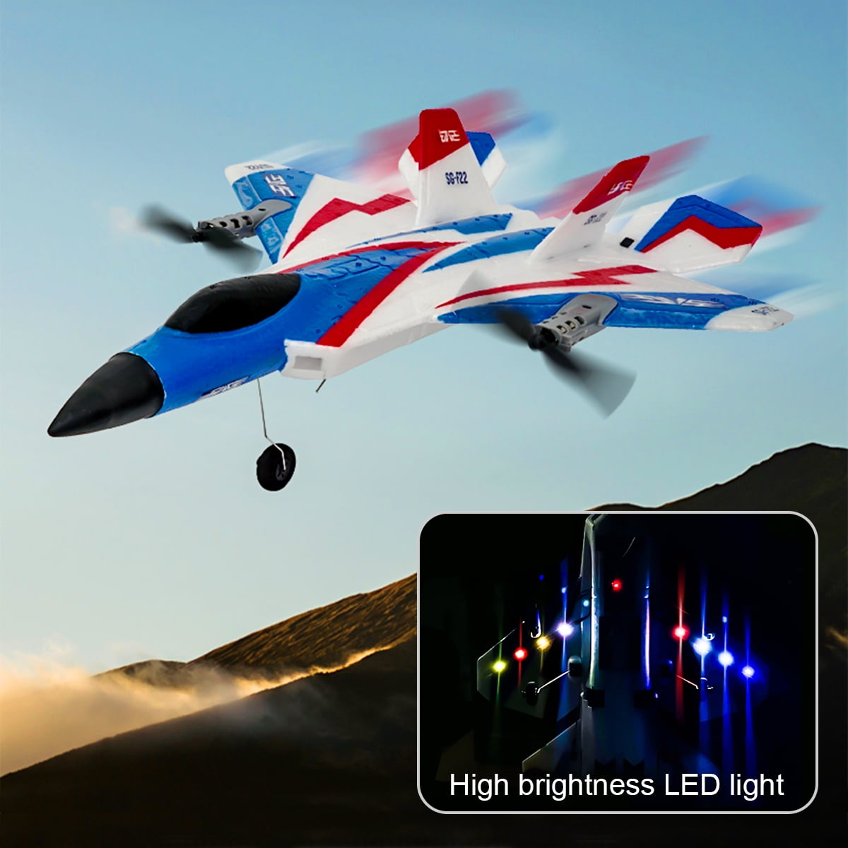 Fisca RC Plane F-22 Raptor RC Jet, 4 Channel Remote Control Airplane, Stunt Flying Upside Down, Great Gift Toy for Kids and Adults