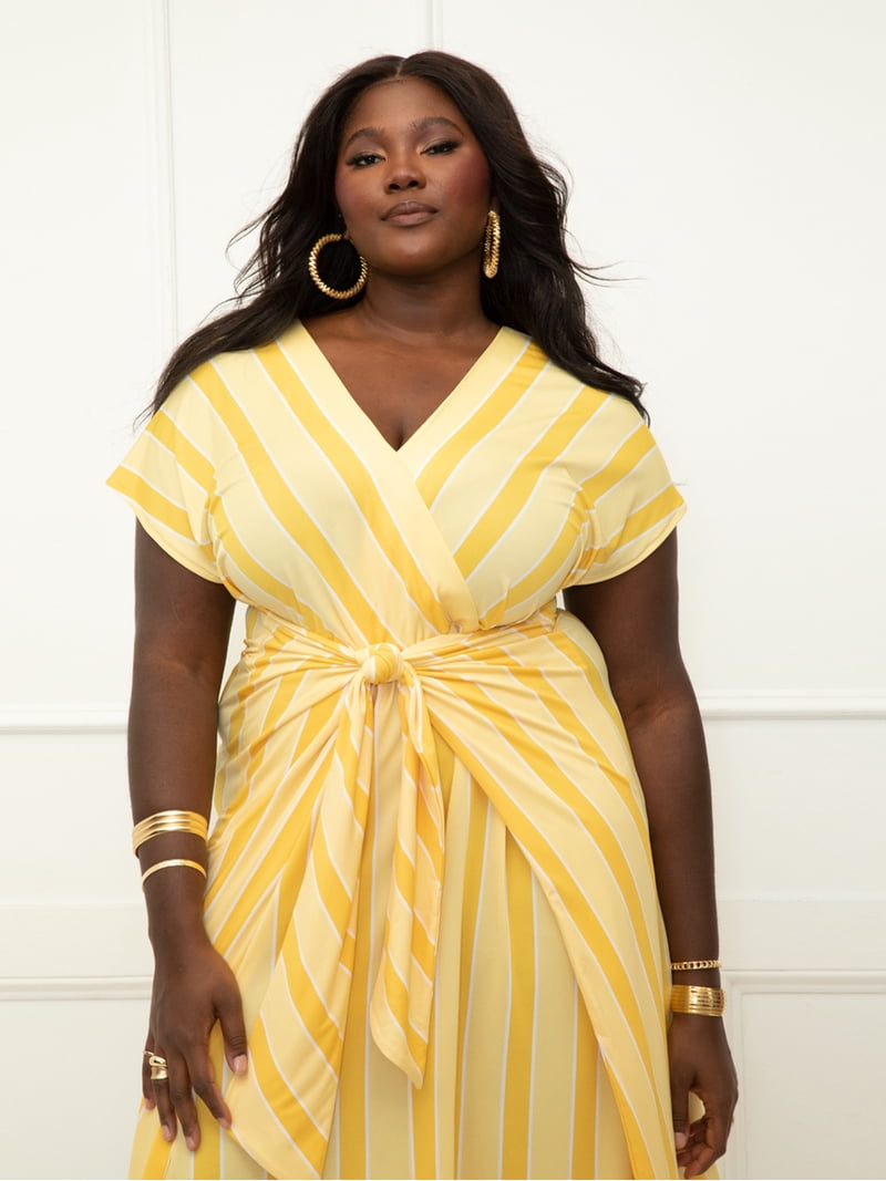 ELOQUII Elements Women's Plus Size Wrap Front Maxi Dress - Walmart.com