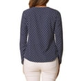 thumbnail image 3 of Blusa de manga larga con cuello rizado INSPIRE CHIC para mujeres, Día de San Valentín, talla S, azul oscuro con puntos, 3 of 6