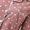 thumbnail image 4 of Two Piece Women Casual Lapel Button Polka Dots Print Long Sleeve Women's Pajamas Suit, 4 of 6