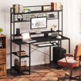 Rolanstar Computer Desk with 4tier Storage Shelf and Monitor Stand for