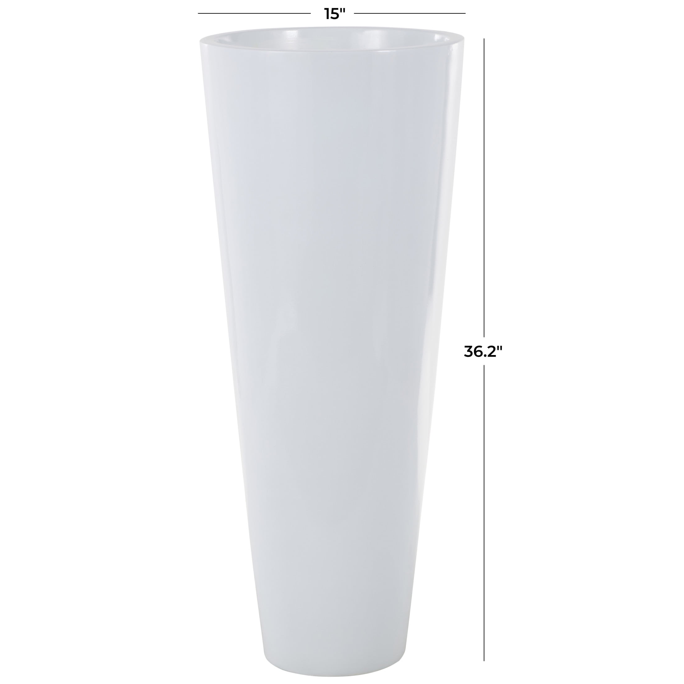 DecMode 36" Floor White Fiberglass Vase