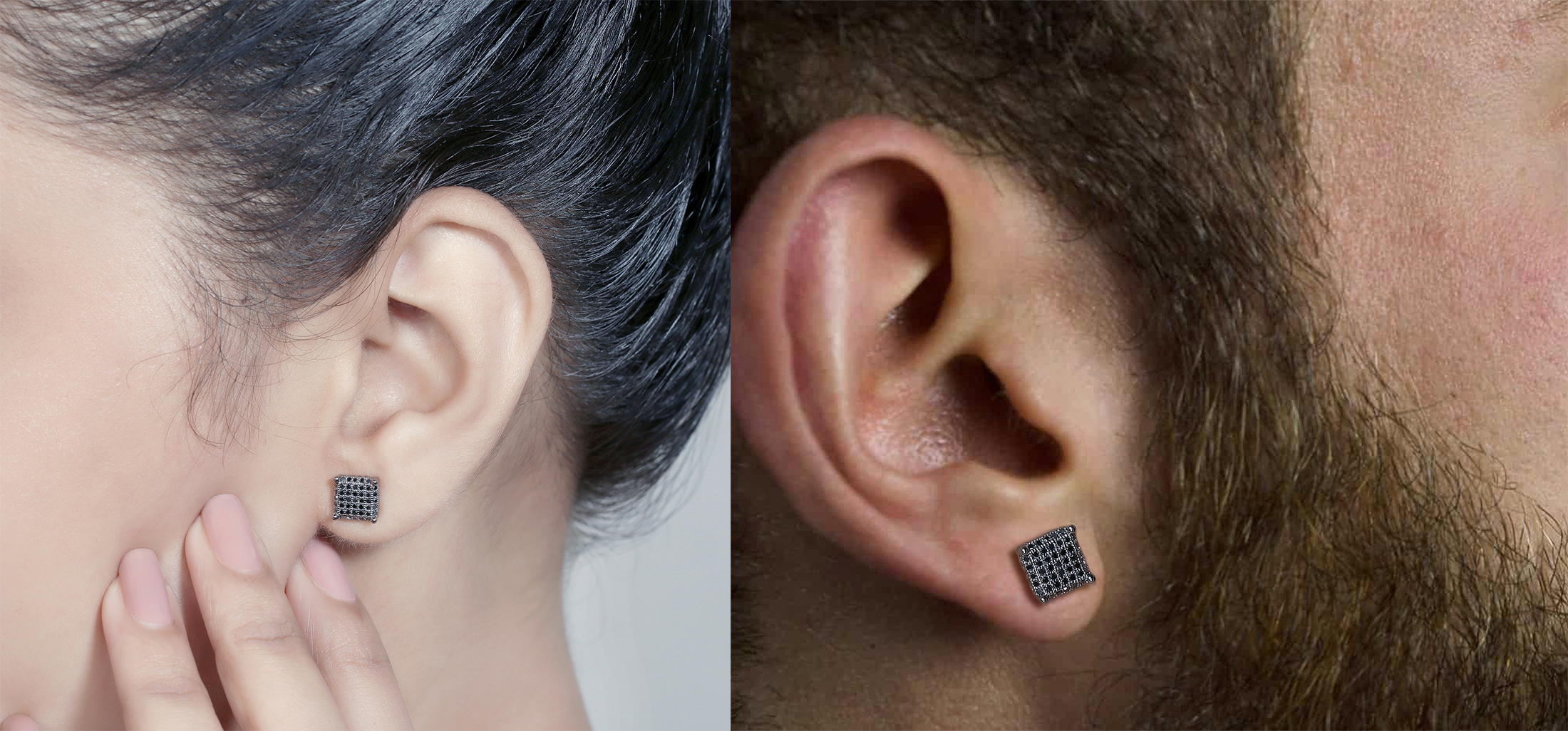 Dazzlingrock Collection Round Black Diamond Ice Cube Hip Hop Pushback Stud Earring for Men (1Pc Only, 0.25 ctw, Color Black, Clarity Opaque) in Black Plated Sterling Silver