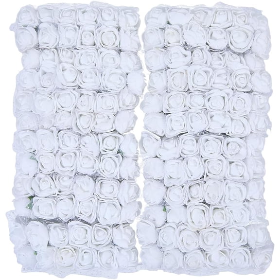 288Pcs Artificial Rose Flower with Stems White Flowers Bulk Iron Wire 20mm Foam Roses Bouquets for Wedding Floral Arrangement Bridal