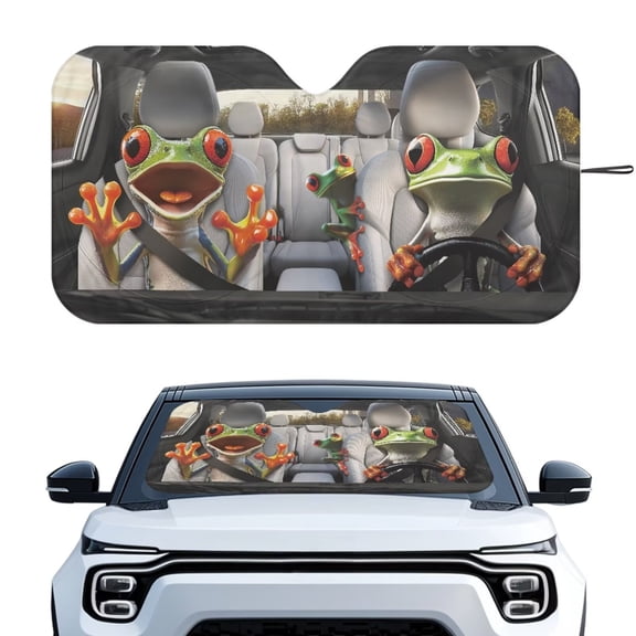 Binienty Funny Frog Windshield Sun Shades 1 Piece Front Windshield Sunshade Folding Automotive Interior Sun Protection Universal Fit for Auto Truck Van SUV