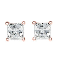 Mauli Jewels 0.25 Carat Princess Cut Natural Diamond ( G-H/ SI1-SI2 ) Prong Set Stud Earrings In 14K Solid Rose Gold