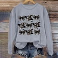 thumbnail image 2 of QASIEATN Hoodies for Graceful Women Fashion, Ladies Human Skeleton and Bow Print Round Neck Casual Long Sleeve Top Sweatshirt, Womens Fall Tops, 2 of 3