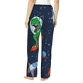 thumbnail image 3 of Goofa Dinosaur Astronaut Space Surfing Printed Soft Pajama Pants for Women, Wide Leg Comfy Casual Lounge Yoga Pants-, 3 of 9