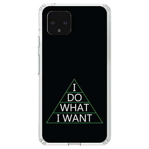 DistinctInk Clear Shockproof Hybrid Case for Google Pixel 4 XL (6.3" Screen) - TPU Bumper, Acrylic Back, Tempered Glass Screen Protector - I Do What I Want