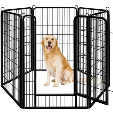 Topeakmart 47.5″ Tall 6 Panels Metal Dog Playpen for Exercise Outdoor Indoor Fence, Black
