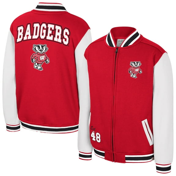 Youth Colosseum Red Wisconsin Badgers Grand Tour Full-Zip Bomber Jacket
