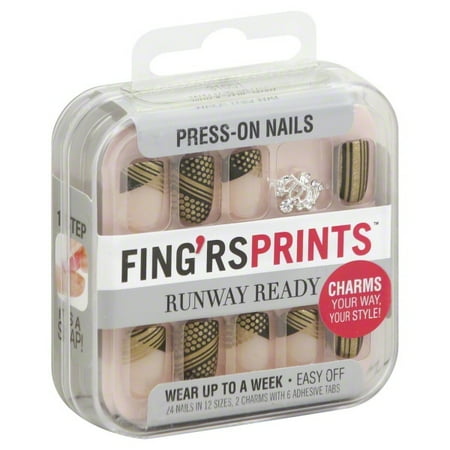Fingrs Fing'rsprints Pre-Glued Nails, Runway Ready Walk This Way, 24 Count