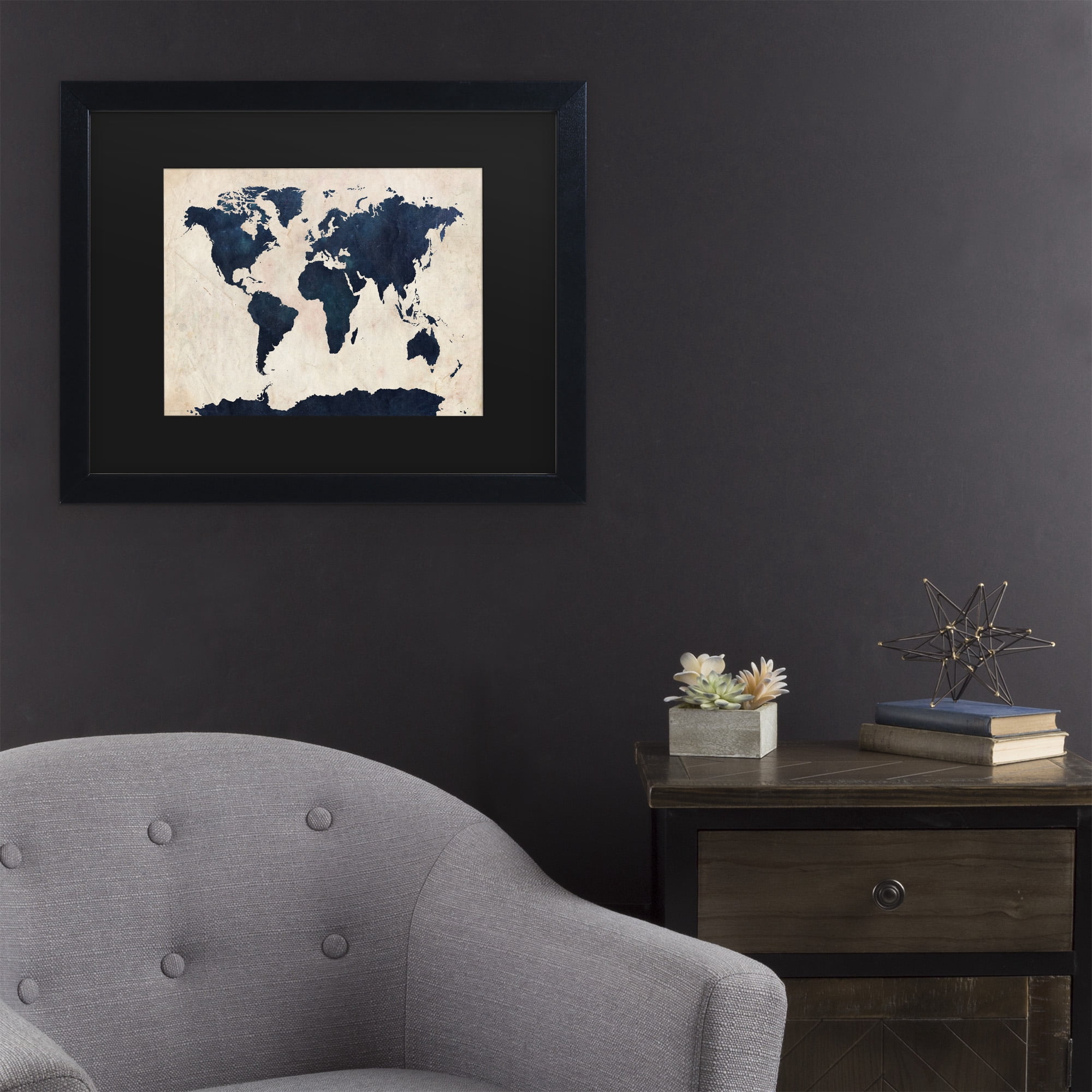 Trademark Fine Art 'World Map -Navy' Canvas Art by Michael Tompsett