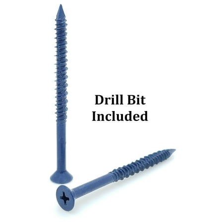 

100 Qty 3/16 x 2-3/4 Flat Head Phillips Diamond Tip Concrete Screws To Anchor Masonry Block & Brick (BCP483)