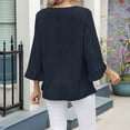 thumbnail image 6 of Women T Shirt V Neck 3/4 Ruffle Sleeve Eyelet Tops for Women Casual Blouses Tunic Top Trendy 2025 Black S, 6 of 7