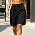 thumbnail image 6 of Cagogo Women Plus Size Cargo Bermuda Shorts Elastic Waist Pants with Pockets Casual Loose Fit Active Summer Workout Beach Lounge Travel Shorts, Black 3XL, 6 of 9
