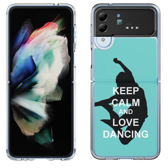 Shockproof Bumper Phone Case for Samsung Galaxy Z Flip 4 5G, by OneToughShield ® - Keep Calm / Dancing