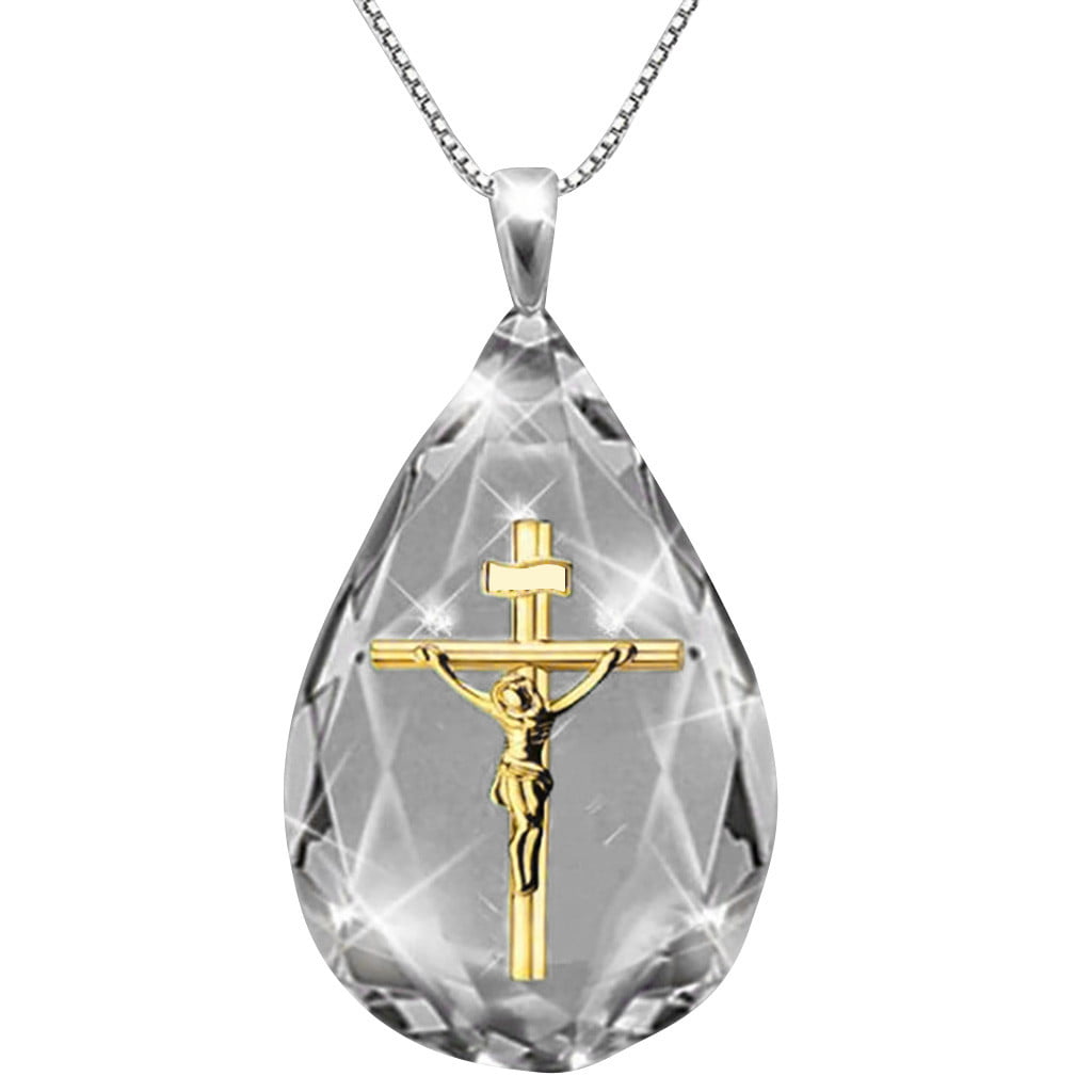 Fashion Silver Alloy Cross Rose Retro Pendant Necklace Unisex's Jewelry Gift 