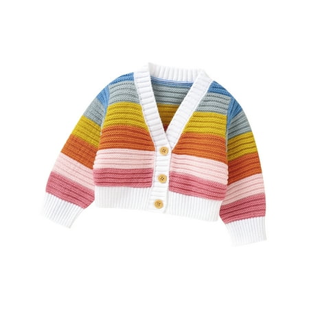 

Xijirk Baby Sweater Baby Toddler Kids Girls Boys Long Sleeve Rainbow Sweaters Warm Jacket Cotton Knit Cardigan Button Down Coat Outwear Toddler Sweater Cute Sweaters Girls Sweaters(Size:18-24 Months)