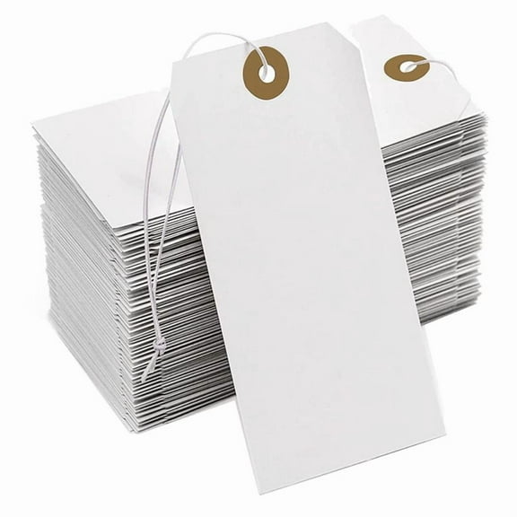 Rollbacks & More Large Reinforcing Hole Paper Tag with String Attached,200 Pcs Hanging Tags Elastic Rope Attached
