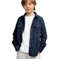 thumbnail image 2 of UACY Jacket Boys Fall Long Sleeve Button Up Shirts Jacket Collared Shacket Lightweight Overshirt with Pockets, 2 of 9