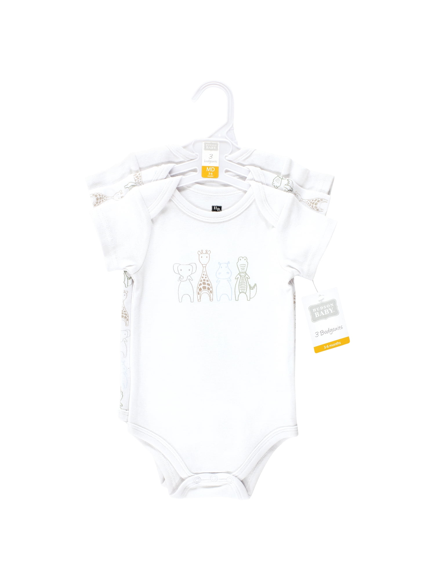 Hudson Baby Cotton Short Sleeve Bodysuits, 3-Pack, Sizes Newborn-24 Months