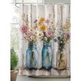 thumbnail image 2 of Fsddascl Flowers Shower Curtain Set - 36" x 78" Washable Bathtub Curtain with 12 Hooks, Daisies Bottle Floral Wildflower Wood Grain Waterproof Fabric Stall Shower Curtains for Bathroom/Bathtub, 2 of 6