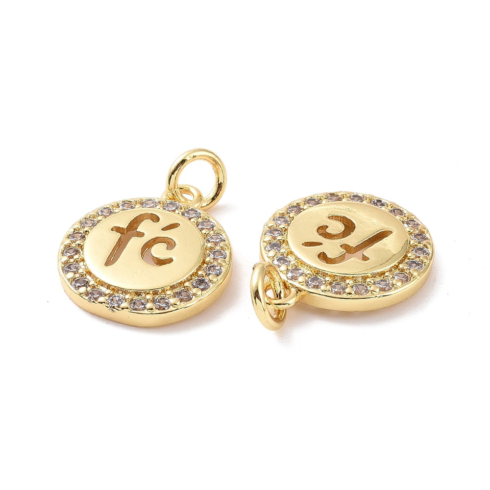 Cadmium Free Lead Free Long-Lasting Plated Flat Round with Word Fe Real 18K Gold Plated 15.5x13x2mm Jump Ring: 5x1mm Inner Diameter: 3mm